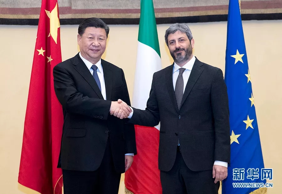 2019年3月22日,国家主席习近平在罗马会见意大利众议长菲科。 新华社记者 王晔/摄